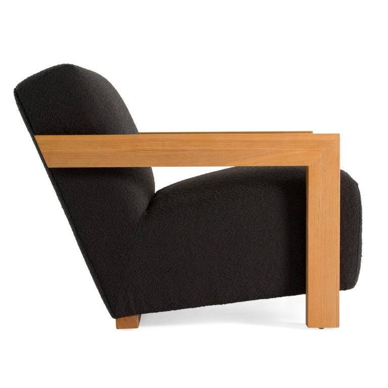 VIG Furniture Rosen Modern Black Upholstered Accent Chair With Natural Oak Arms, Foam & Coil Seat Comfort VGMF-L3128-BLK