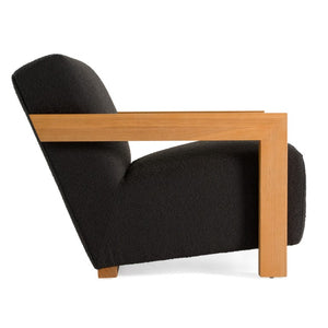VIG Furniture Rosen Modern Black Upholstered Accent Chair With Natural Oak Arms, Foam & Coil Seat Comfort VGMF-L3128-BLK