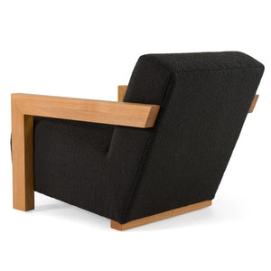 VIG Furniture Rosen Modern Black Upholstered Accent Chair With Natural Oak Arms, Foam & Coil Seat Comfort VGMF-L3128-BLK