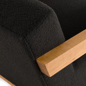 VIG Furniture Rosen Modern Black Upholstered Accent Chair With Natural Oak Arms, Foam & Coil Seat Comfort VGMF-L3128-BLK