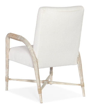 Hooker Furniture Serenity Arm Chair With Macrame Artic Upholstery, Rope-Wrapped Arms, Surf Finish & X Base Support 6350-75700-80