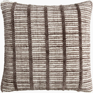 Surya Rowley 18"L X 18"W Industrial Rustic Charm Accent Pillow – Durable, Stylish & Easy To Maintain! Taupe Polyester,Cotton Row001-2020