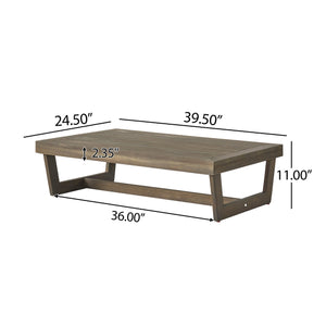 English Elm Christopher Knight Home® - SHERWOOD Coffee Table Grey Wood Outdoor Slatted Top, Quick-Dry, Spacious Rectangular Surface, Sturdy Base 64869.00GRY