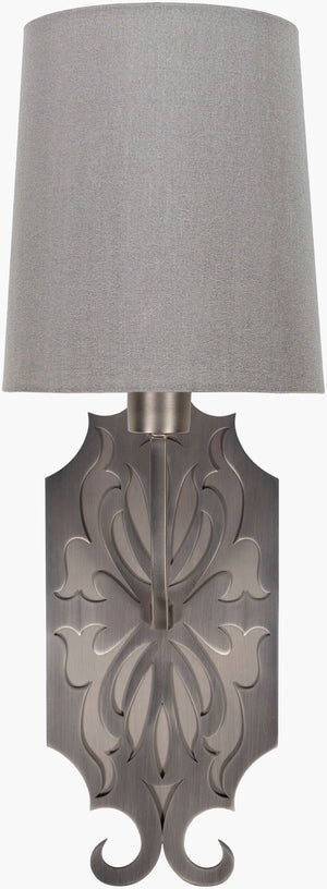Surya Roxy Modern 23" Wall Sconce - Revitalize Your Decor With Stunning Design And Timeless Elegance! Fixture, Metallic ,Pewter,Base, Metallic ,Nickel,Shade (Outside), Gray,Shade (Inside), White,Cord, Translucent Steel Rox-002