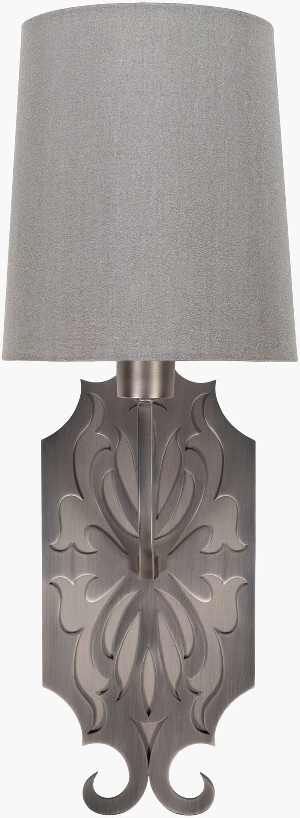 Surya Roxy Modern 23" Wall Sconce - Revitalize Your Decor With Stunning Design And Timeless Elegance! Fixture, Metallic ,Pewter,Base, Metallic ,Nickel,Shade (Outside), Gray,Shade (Inside), White,Cord, Translucent Steel Rox-002
