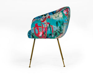 VIG Furniture Roxann Velvet Floral Dining Chair With Gold Legs — Mid-Century Glam Upholstery, Comfortable Seat VGEUMC-9292CH-A-GL-CH