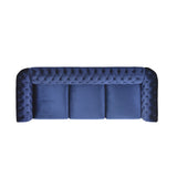 Christopher Knight Home® - Noble House - Parksley Tufted Chesterfield Velvet 3 Seater Sofa, Midnight Blue and Dark Brown