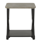 Homelegance By Top-Line Emery Black Finish Light Grey Fiber Cement Top End Table Black Wood