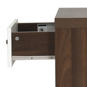 English Elm 1-drawer Nightstand with Splayed Rubberwood Legs and Open Shelf Mid-century Bedroom 72036.00