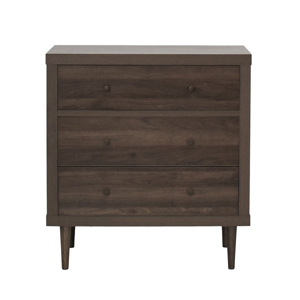 English Elm Christopher Knight Home® - NORDIC Mid-Century 3-Drawer Chest with Faux Wood Finish, Rubberwood Legs and Sleek Storage Appeal Walnut 71144.00WALN