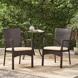 English Elm Christopher Knight Home® - CORSICA Wicker KD Dining Chair with Water-Resistant Removable Cushion — Stylish Outdoor Seating for Patios Brown 37.5 L x 21.5 W x 10.25 H 56424.00