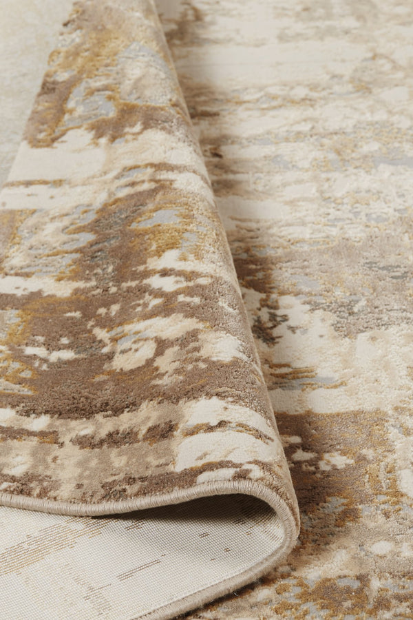 Feizy Rugs Parker Abstract Distressed Rug - Contemporary Viscose And Polyester Design For Modern Interiors Tan,Ivory,Gray Viscose,Polyester Prk3709fgrybgej00