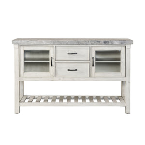 English Elm Steve Silver - Canova Marble Top Server in Cathedral White with Tempered Glass Doors, Adjustable Shelves, Levelers B081P157068