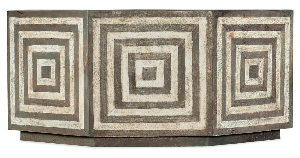 Hooker Furniture Commerce Octagonal Cocktail Table In Striped Mango Wood Finish With Plinth Base, Casters, Durable Craftsmanship Light Wood 7228-80022-05