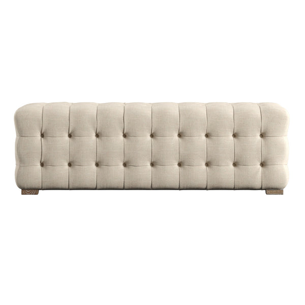 Homelegance By Top-Line Pietro Linen Fabric Tufted Bench Beige MDF