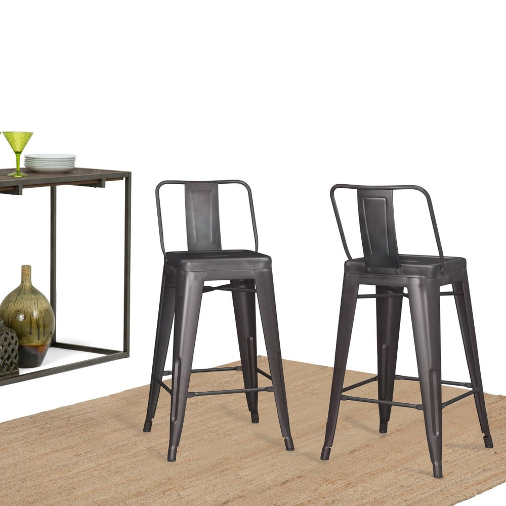 English Elm Rayne 24" Metal Counter Height Stools Set Of 2 - Stylish Gunmetal Grey For Modern Spaces & Bars B136P159480-GIGA