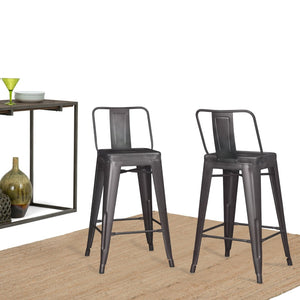 English Elm Rayne 24" Metal Counter Height Stools Set Of 2 - Stylish Gunmetal Grey For Modern Spaces & Bars B136P159480-GIGA