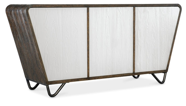 Hooker Furniture Melange Terra Credenza With Pine Veneers, Sandblasted Finish, Soft-Close Doors & Av Outlet (72") 628-85665-89