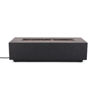 English Elm Outdoor Rectangular Iron Fire Pit 50000 Btu Propane Patio Heater Bold Contrast 72396.00BLKBRS-50K