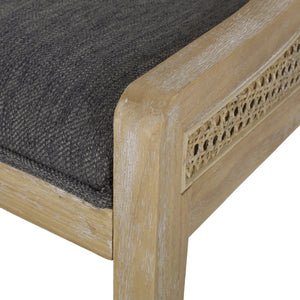 English Elm Christopher Knight Home® - DINING Chair with Cane Webbing and Upholstered Seat, Rustic Rubberwood Frame for Cozy Gatherings Charcoal 72388.00CHAR