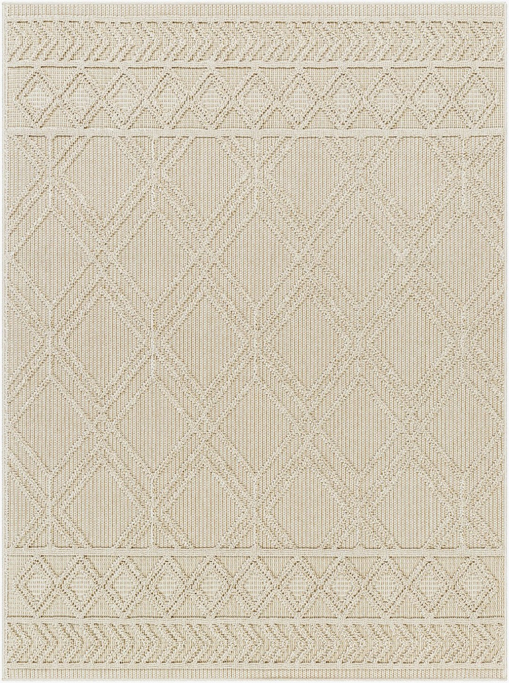 Livabliss Rockport Machine Woven Polypropylene Area Rug Geometric Pattern Indoor Outdoor Living Ivory, Tan 5'3" x 7' RPT2302-537