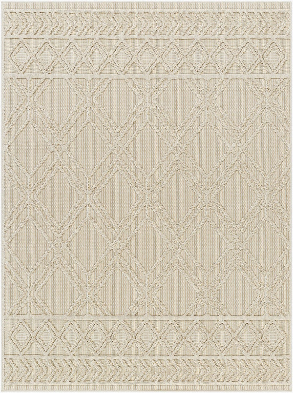 Livabliss Rockport Machine Woven Polypropylene Area Rug Geometric Pattern Indoor Outdoor Living Ivory, Tan 5'3" x 7' RPT2302-537