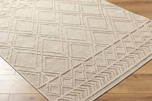 Livabliss Rockport Machine Woven Polypropylene Area Rug Geometric Pattern Indoor Outdoor Living Ivory, Tan 5'3" x 7' RPT2302-537