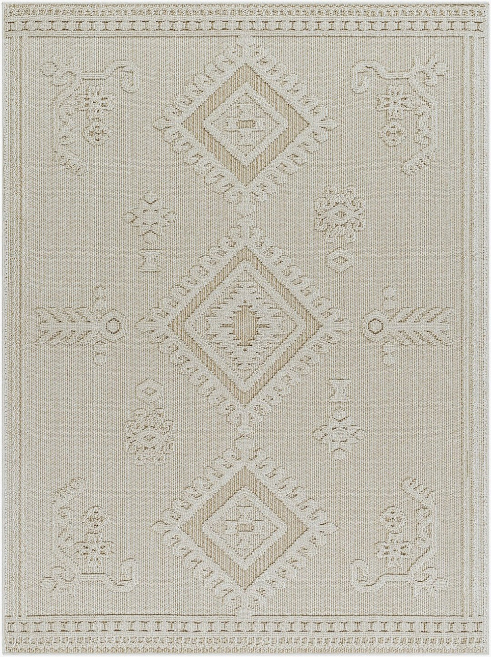 Livabliss Rockport Scandinavian Geometric Runner Rug Polypropylene Hallway Entryway Medium Pile Ivory, Tan 5'3" x 7' RPT2304-537