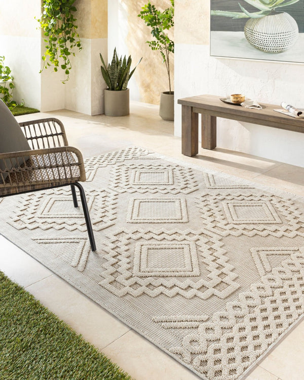 Livabliss Rockport Geometric Modern Machine Woven Polypropylene Accent Rug for Entryway or Bath Ivory, Tan 2' x 2'11" RPT2306-23