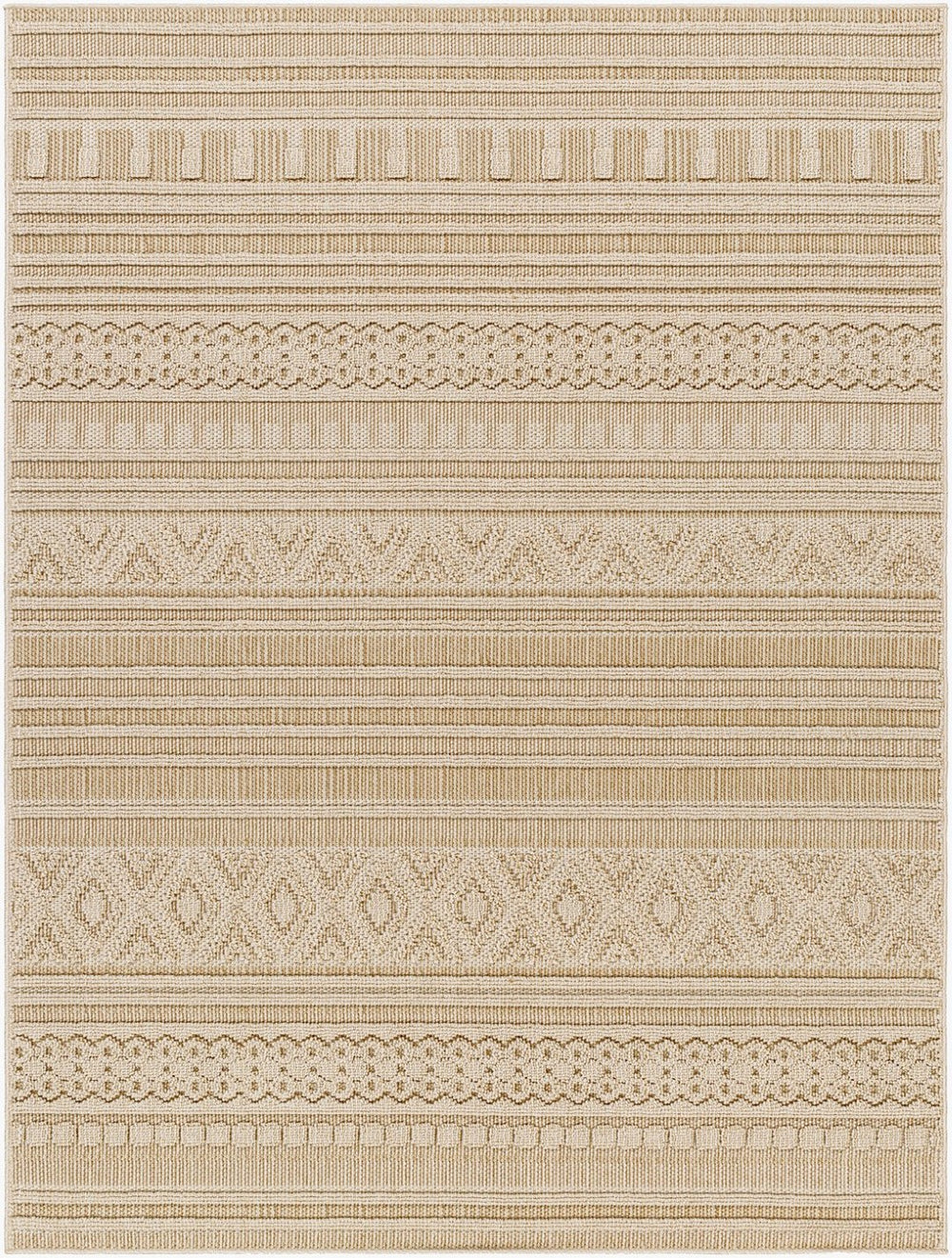 Livabliss Rockport Geometric Runner Rug Polypropylene Scandinavian Modern Hallway Accent Ivory, Tan 7'10" x 10' RPT2307-71010