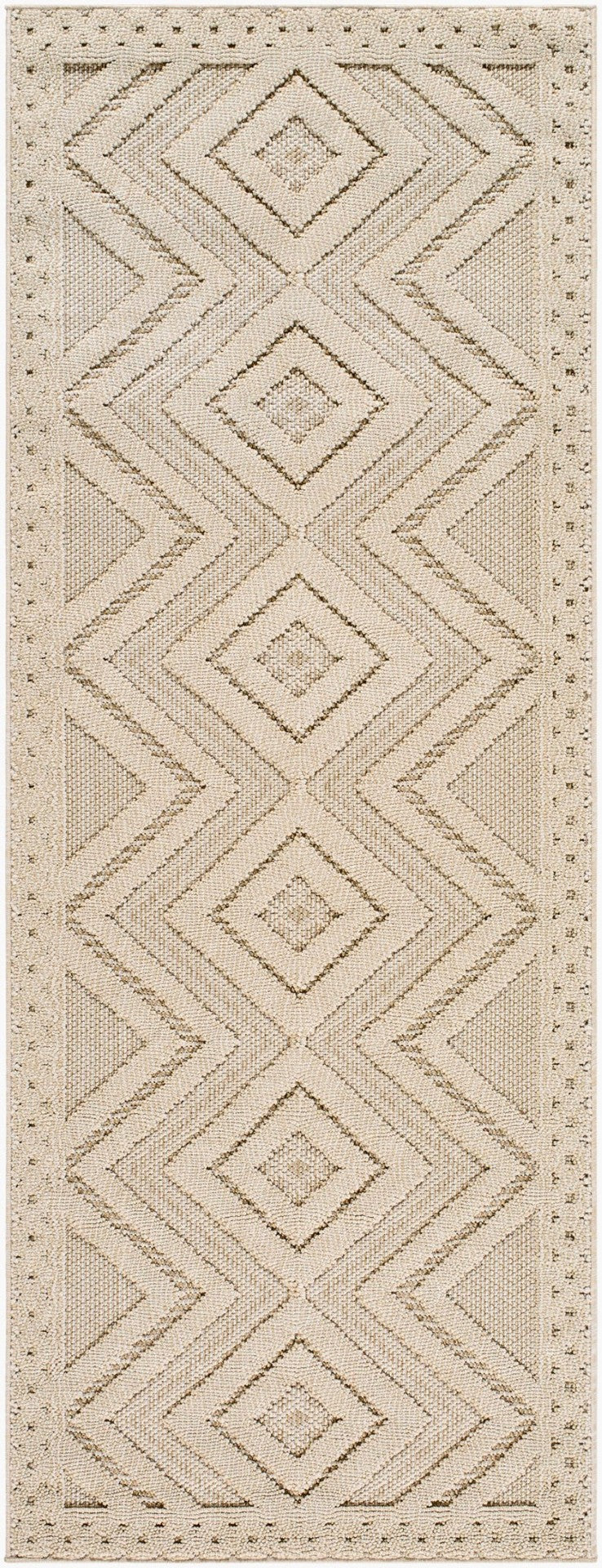 Livabliss Rockport Geometric Runner Rug Polypropylene Scandinavian Modern Hallway Entryway Accent Ivory, Tan 2'7" x 7'3" RPT2308-2773