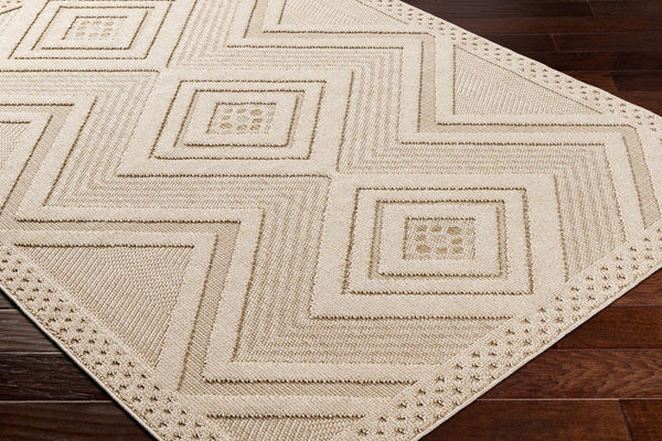 Livabliss Rockport Geometric Runner Rug Polypropylene Scandinavian Modern Hallway Entryway Accent Ivory, Tan 5'3" x 7' RPT2308-537