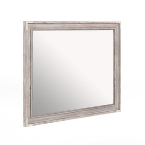 A.R.T. Furniture Sojourn Mirror - Transitional Beveled Edge Design With Ashen Finish, Wall-mountable & Versatile Style Gray Ash Solids,Knotty Oak Veneers,Metal,Glass 316120-2311