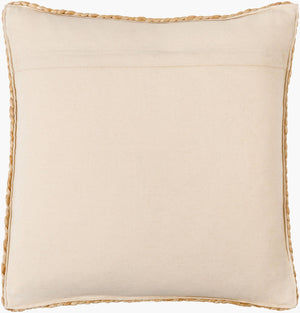 Surya Raipur Handmade 18"L X 18"W Rustic Charm Accent Pillow - Cozy Wool, Jute, And Cotton Design Beige Jute,Wool,Cotton Rpu001-2222d