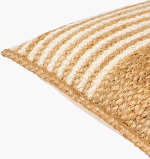 Surya Raipur Handmade 18"L X 18"W Rustic Charm Accent Pillow - Cozy Wool, Jute, And Cotton Design Beige Jute,Wool,Cotton Rpu001-2222d