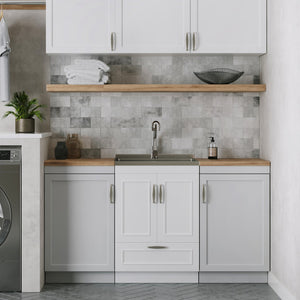 English Elm Cardinal 24" Laundry Cabinet With Deep Stainless Steel Sink & Pull-Out Faucet - Stylish Storage Solution B136P158791