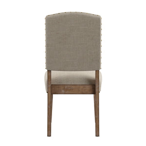 Homelegance By Top-Line Nicklaus Nailhead Linen Upholstered Dining Chairs (Set of 2) Light Natural Rubberwood