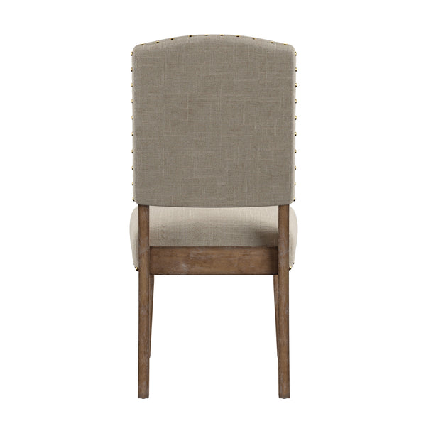 Homelegance By Top-Line Nicklaus Nailhead Linen Upholstered Dining Chairs (Set of 2) Light Natural Rubberwood