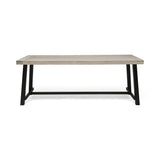 Christopher Knight Home® - Noble House - Carlisle Outdoor Eight Seater Iron Dining Table, Light Gray and Black Finish