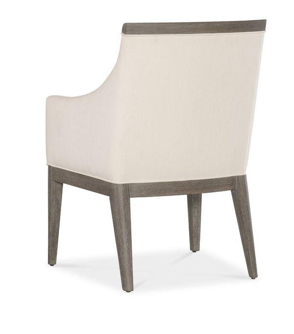 Hooker Furniture Modern Sloped-Arm Upholstered Chair With Wire-Brushed Oak Trim, Plush Cottony Seat For Dining/Hospitality 6850-75401-89