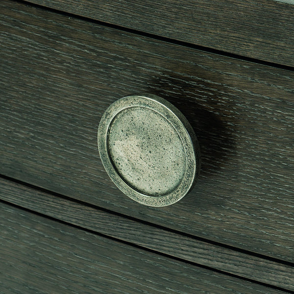 Bernhardt Bernhardt Linea Dresser In Cerused Charcoal — Bow‑Front Rustic Modern 8-Drawer With Jewelry‑Like Hardware 384054B