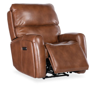 Hooker Furniture Crosby Giotto Top-Grain Leather Zero-Gravity Power Recliner With Usb, Power Headrest & Lumbar Support Brown SS741-PHZL1-080