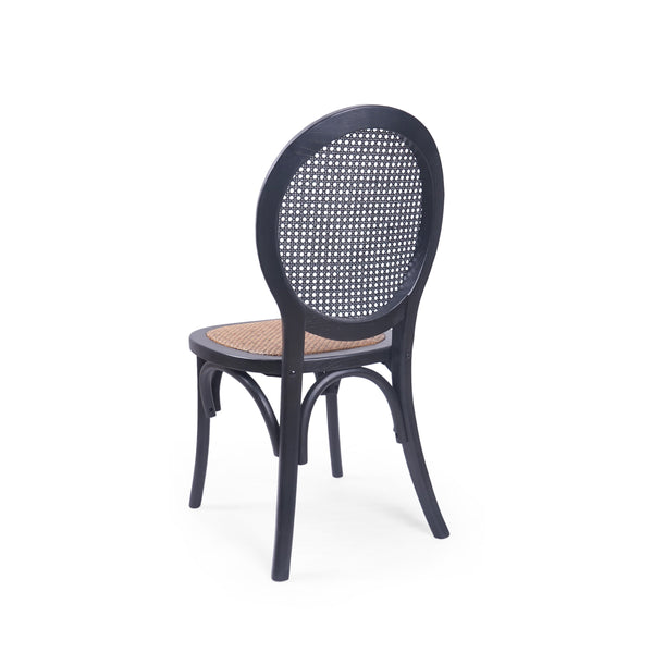 English Elm Dining Chairs Set of 2 Solid Elm Wood with Pressed Cane Mid-century Style 66146.00BLK