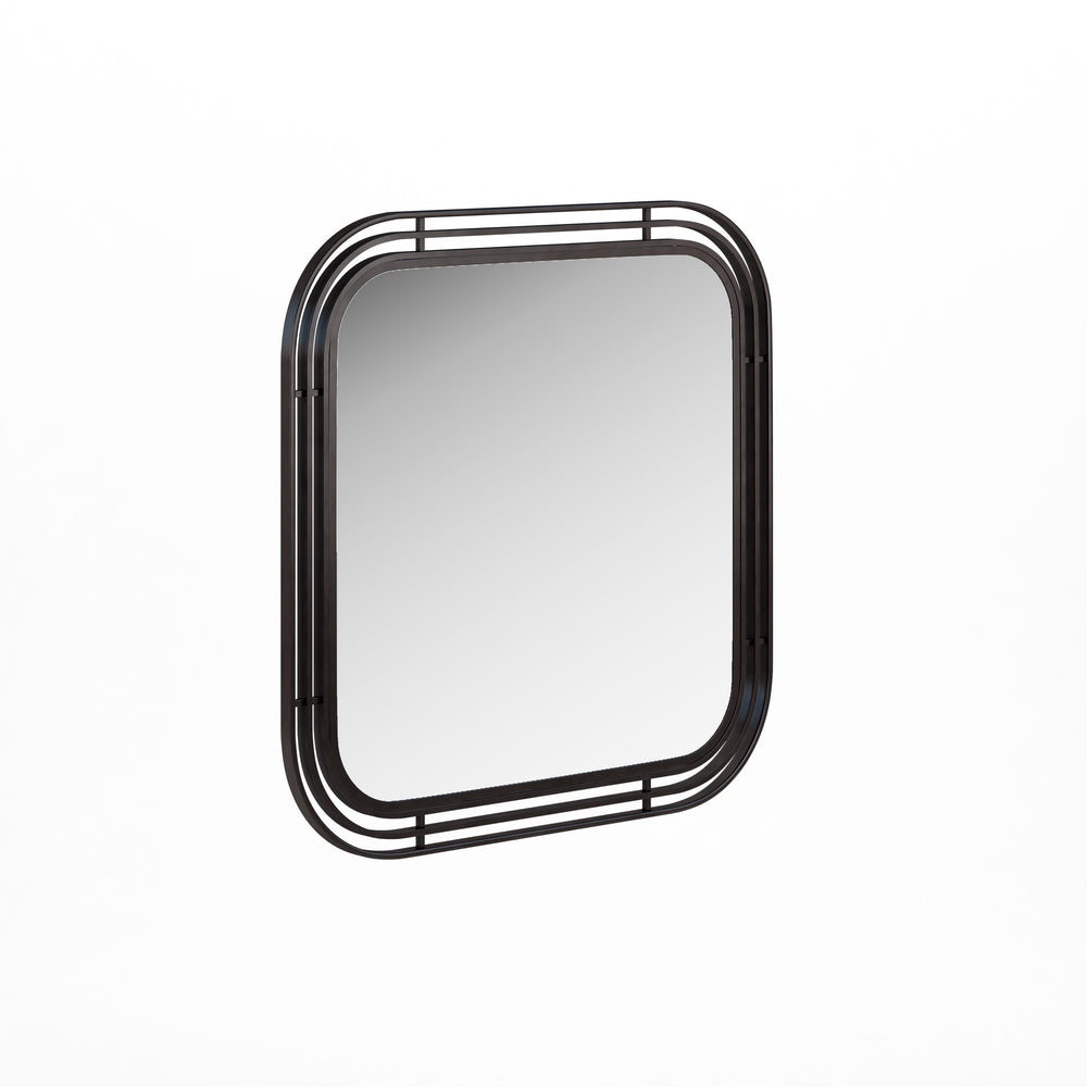 A.R.T. Furniture Portico Contemporary Square Mirror With Matte Black Curved Metal Frame - Wall-hung Artistry Black Steel,Glass 323121-1223
