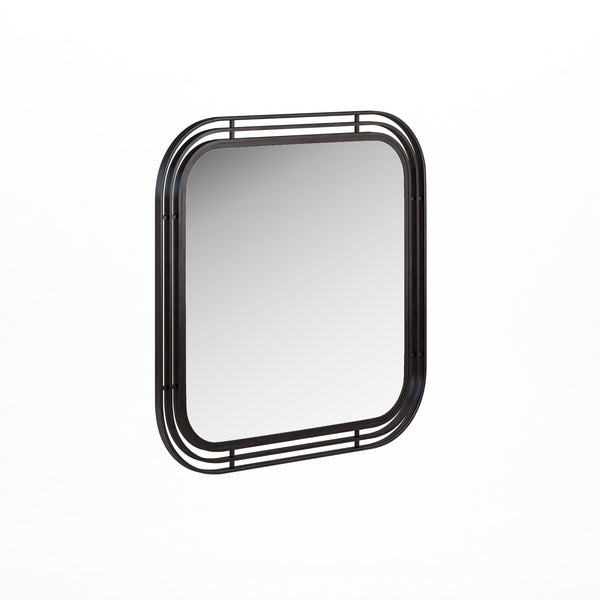 A.R.T. Furniture Portico Contemporary Square Mirror With Matte Black Curved Metal Frame - Wall-hung Artistry Black Steel,Glass 323121-1223