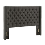 Thorin Wingback Button Tufted Linen Fabric Headboard