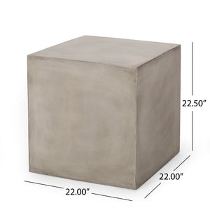 English Elm Outdoor Mgo Concrete Cube Side Table for Patio Deck or Garden Lounge Spaces 70882.00