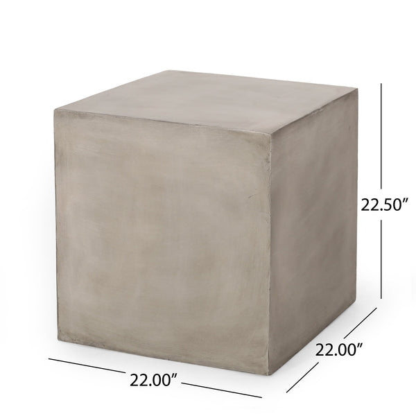 English Elm Outdoor Mgo Concrete Cube Side Table for Patio Deck or Garden Lounge Spaces 70882.00