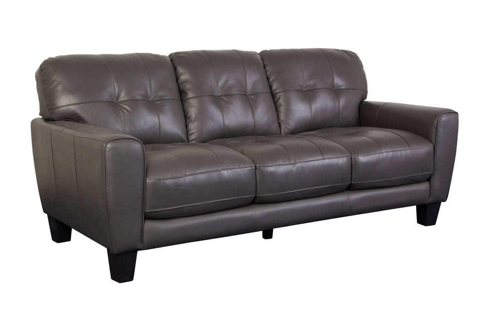 Porter Designs Porter Penner Charcoal Gray Top Grain Leather Sofa With Timeless Button Tufting For Elegant Living Gray Leather 02-189-01-5078