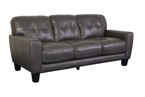 Porter Designs Porter Penner Charcoal Gray Top Grain Leather Sofa With Timeless Button Tufting For Elegant Living Gray Leather 02-189-01-5078
